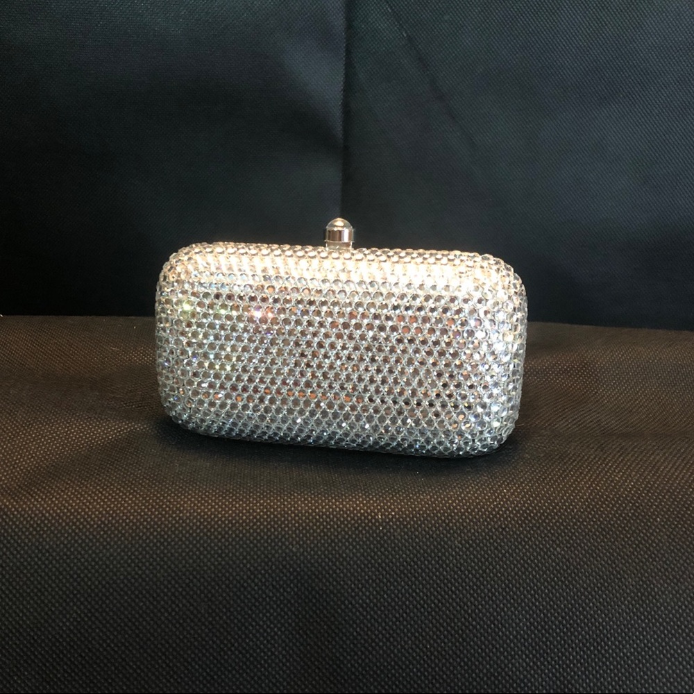 Tiras rhinestone clutch including crossbody strap